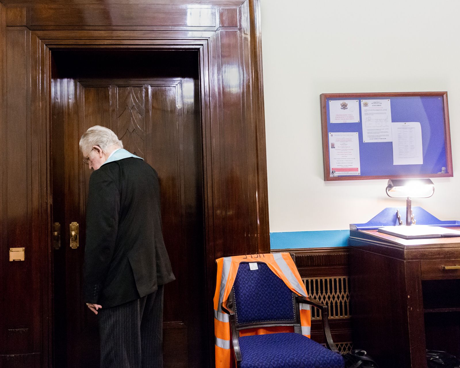© Juliane Herrmann - Tyler at ‘Freemasons’ Hall’, London, England, 2015. The Tyler has to guard the door during a meeting from the outside.