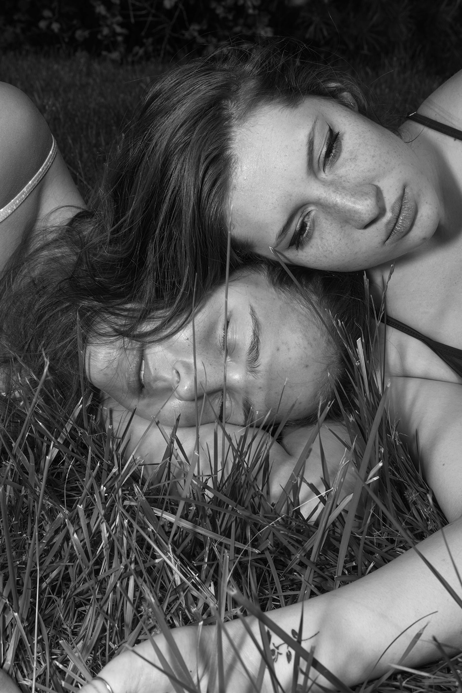 © Jillian Freyer - Sadie and Lily are lying in the grass.