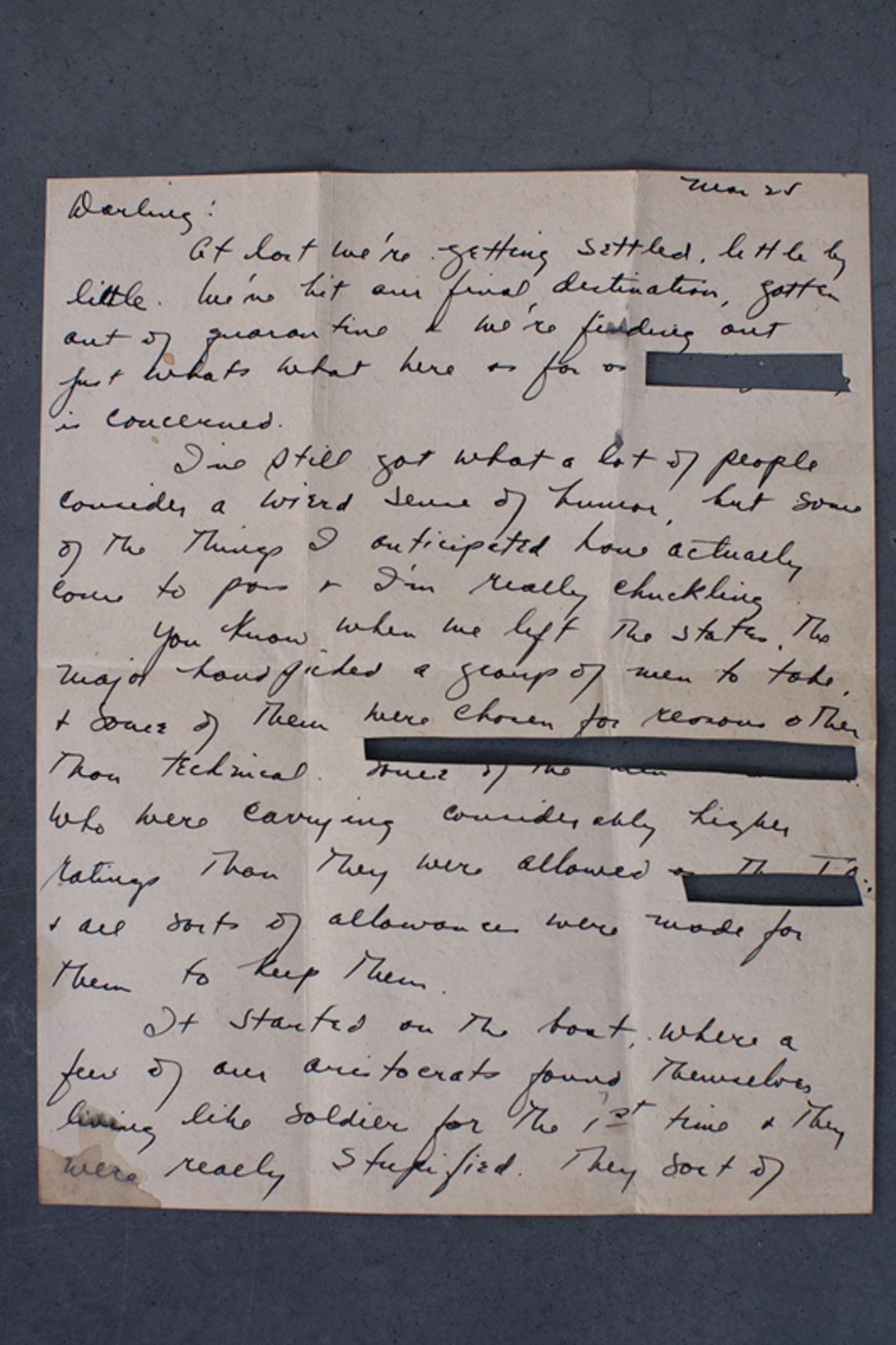 © Marianne Ingleby - Hand censored letter from my grandfather to my grandmother while he was in the war in the Pacific.