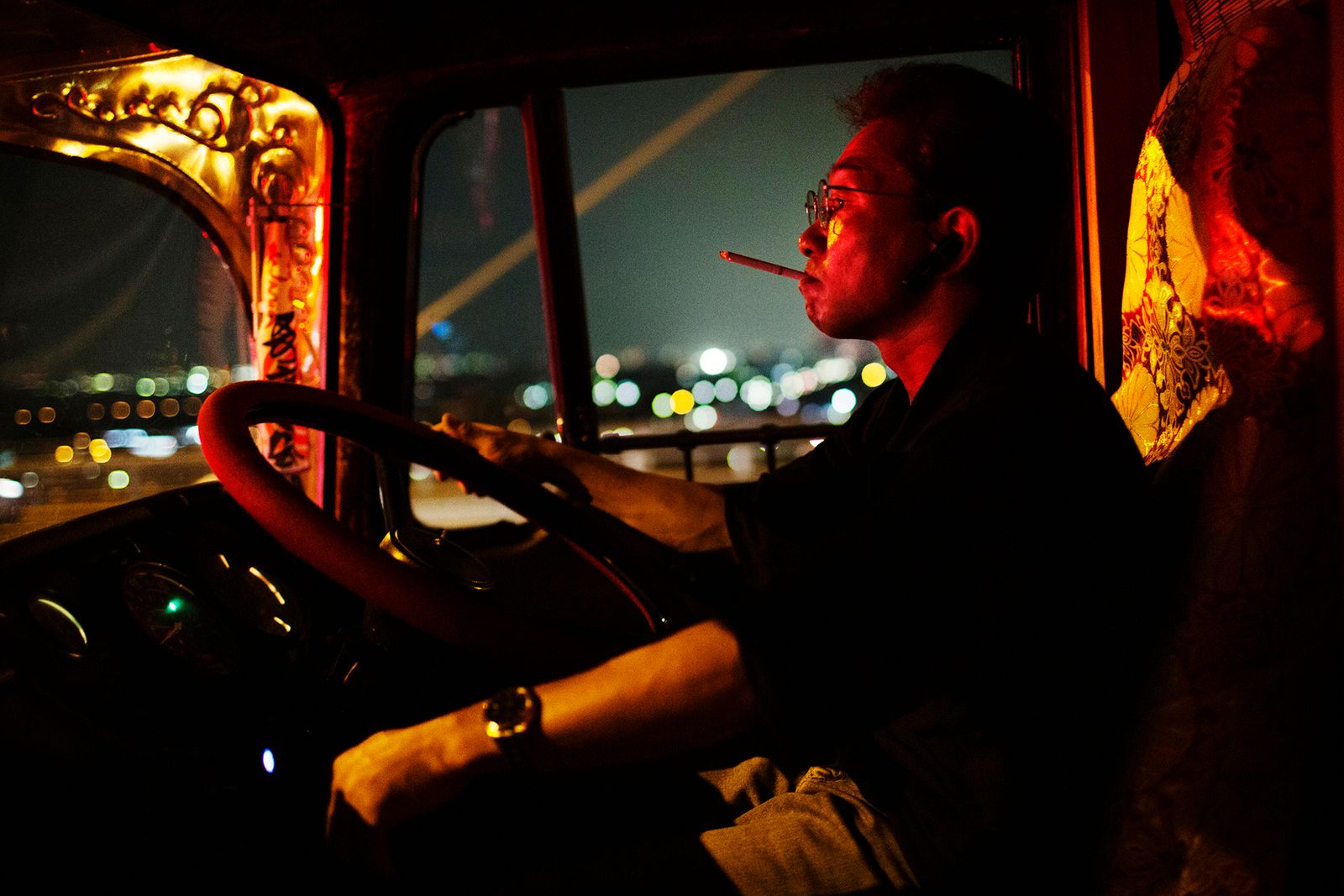 © Julie Glassberg - Driver behind the wheel of main character truck, Ichiban Boshi.
