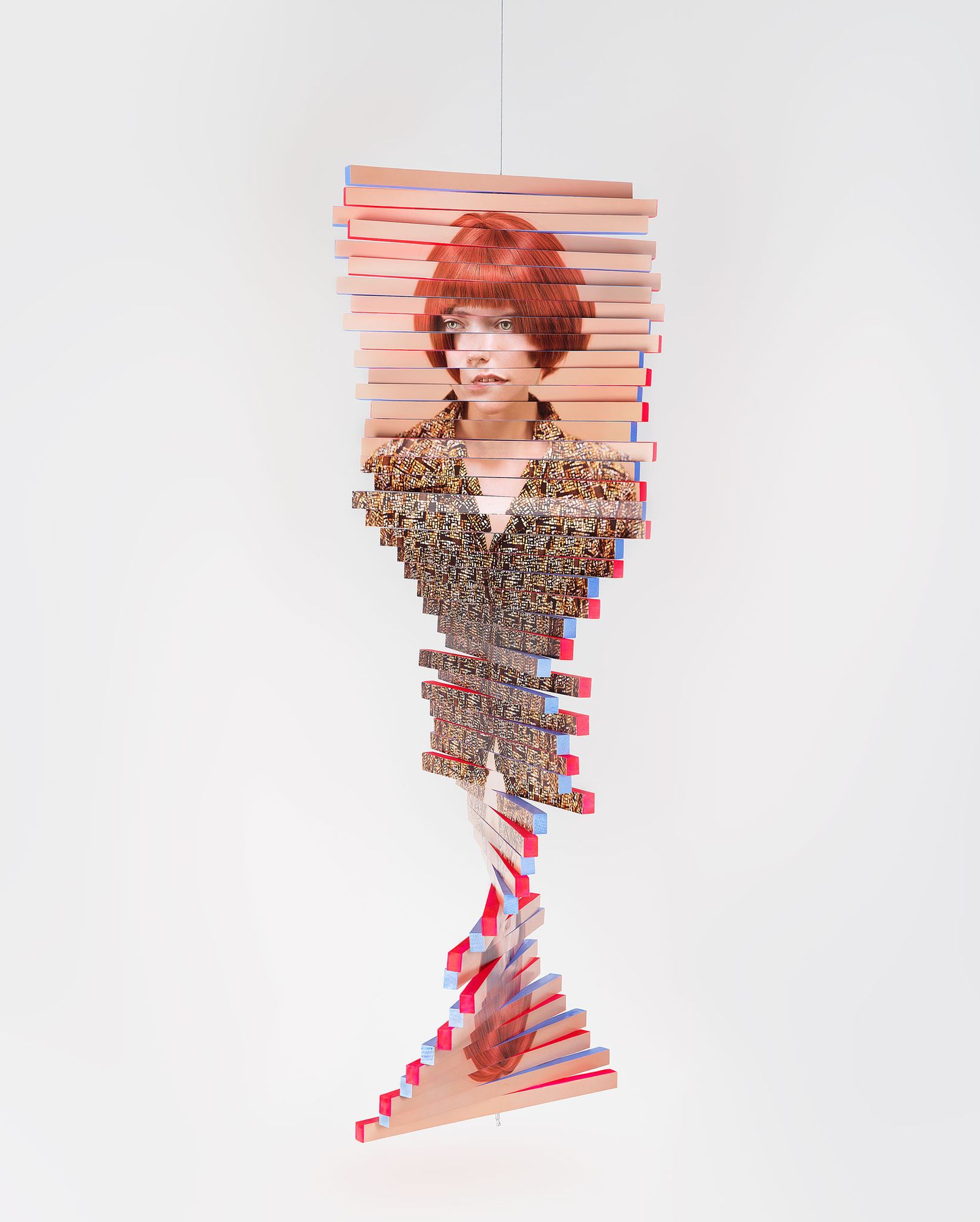 © Karen Navarro - Twisted, 2020 Archival inkjet print, wood, acrylic paint, epoxy, metal rope 18 x 52.5 x 18 in