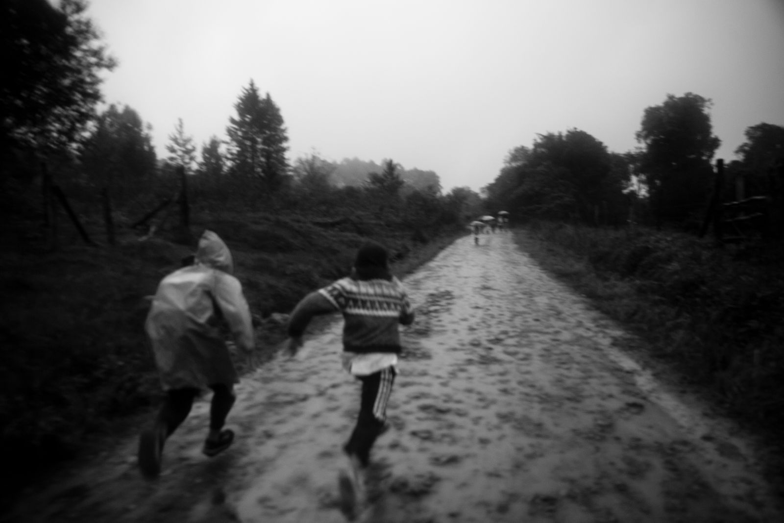 © Mercedes Cotoli - Kids going running home on a rainy day.
