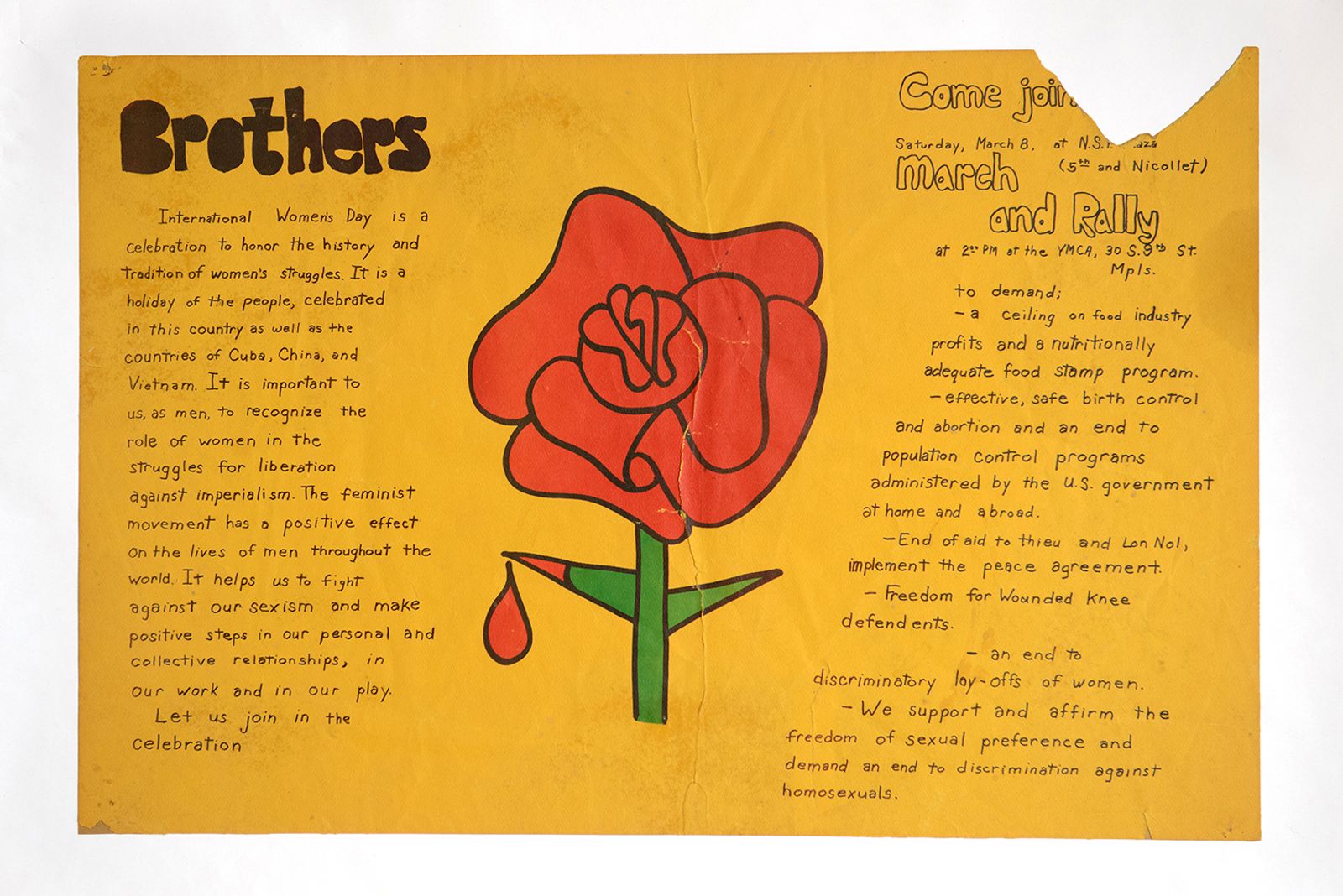 © Alice Proujansky - A 1975 poster for International Women's Day photographed by me. My dad wrote the text on the left.