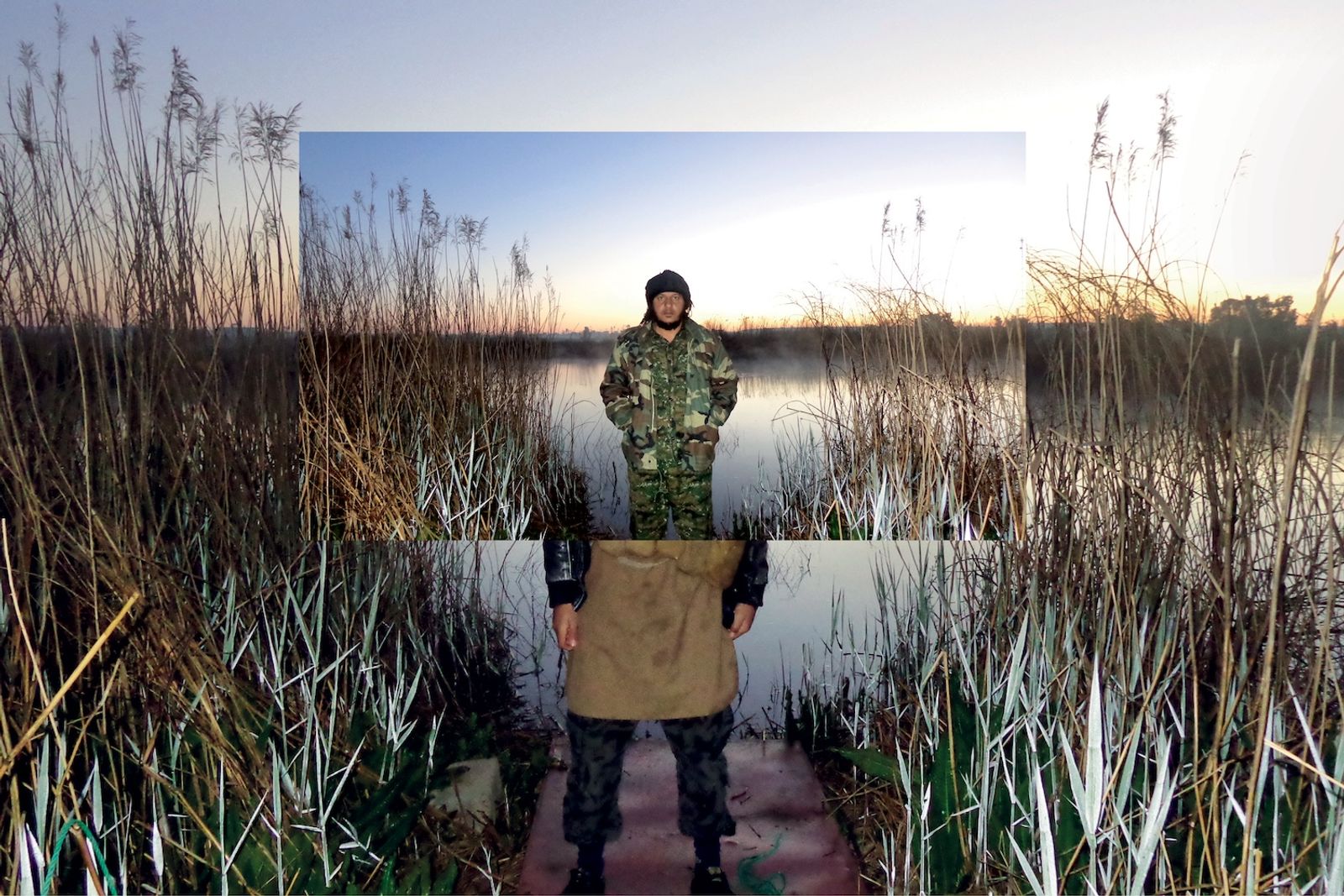 © Alexandra Howland - Found images collected from the phone of a suspected ISIS fighter of two men standing in front of the Tigris River.