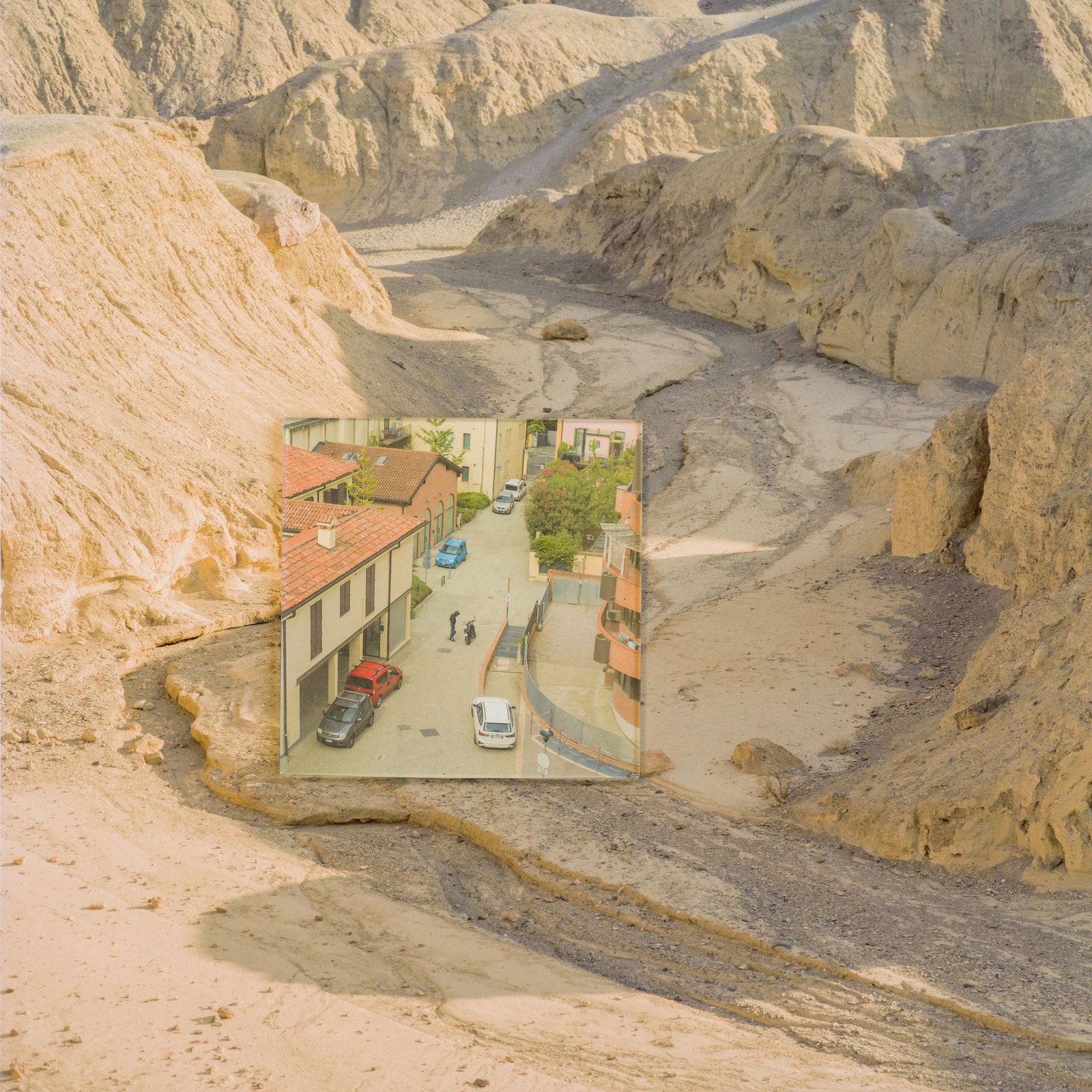 © Diana Cheren Nygren - Where Once Was Water Image with mounted acrylic inset. Landscape - Death Valley. Inset - Bologna Italy