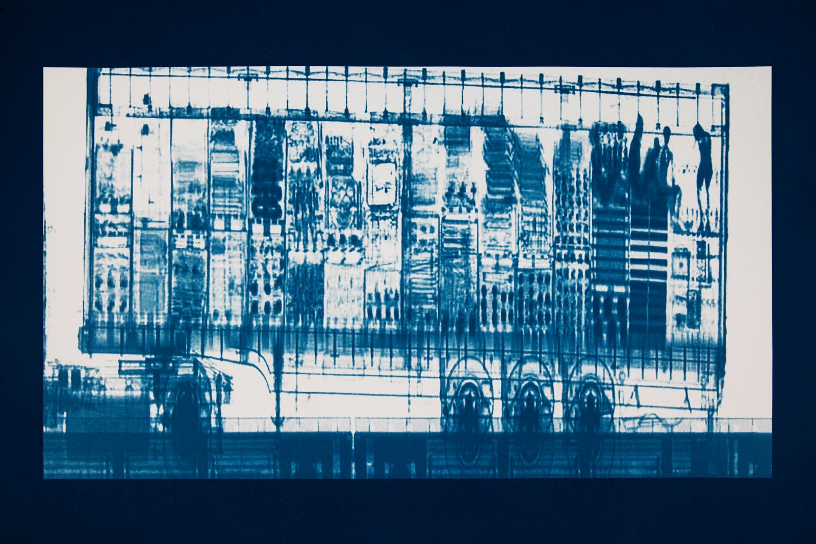© Noelle Mason - Backscatter Blueprint (La Carga), Cyanotype on Watercolor Paper, 16" x 22"