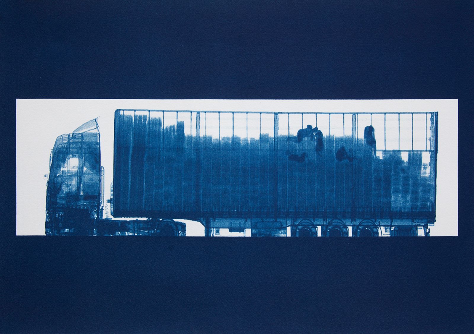 © Noelle Mason - Backscatter Blueprint (Los Tristes), Cyanotype on watercolor paper, 22" x 18"