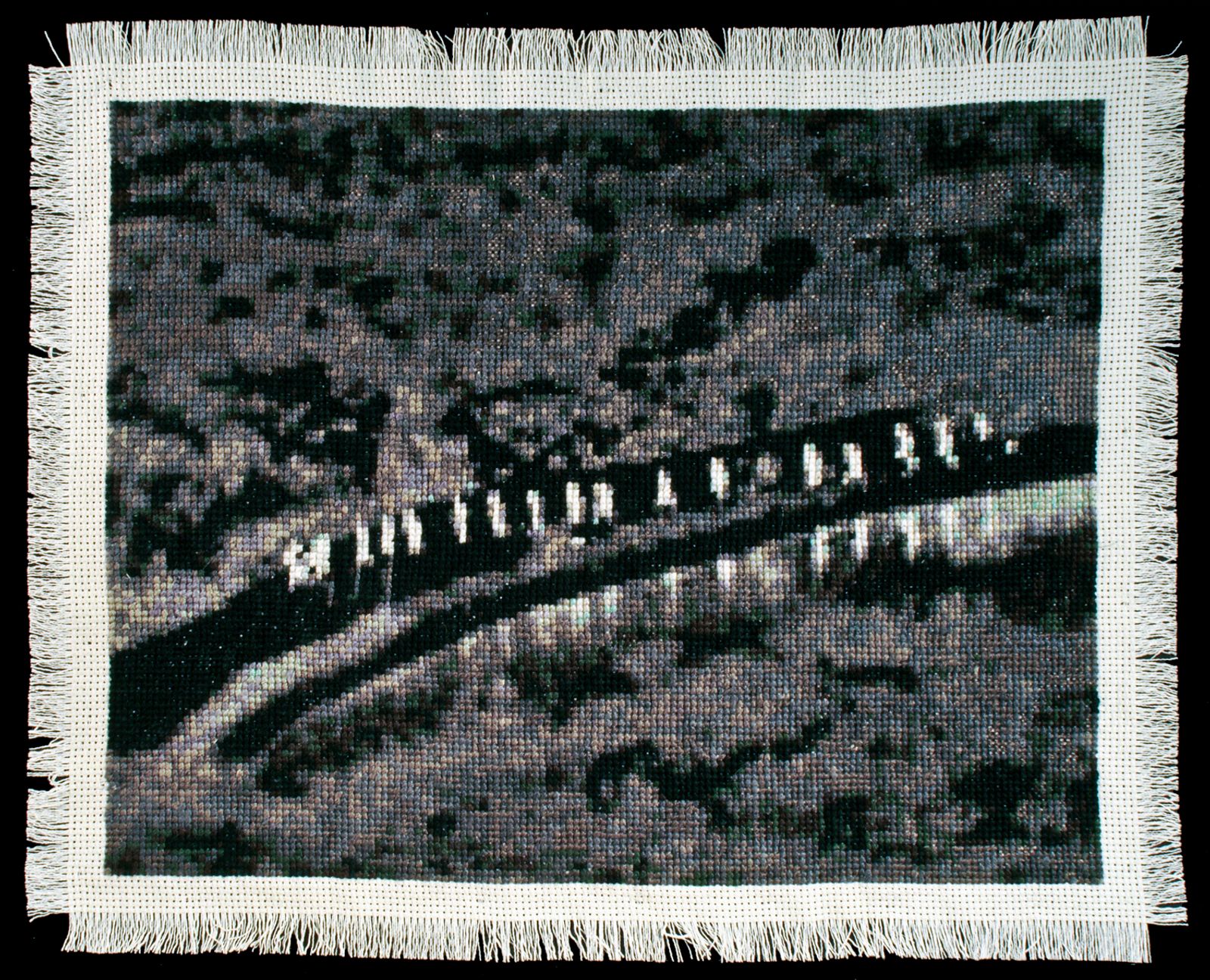 © Noelle Mason - Coyotaje (Rio Bravo), Hand Embroidered Cotton, 10" x 12"