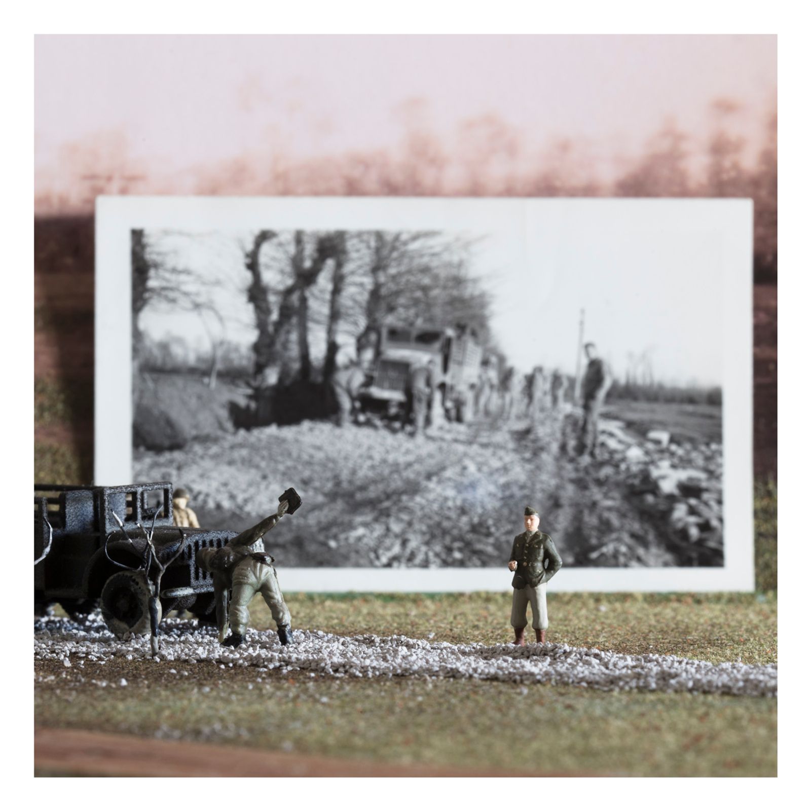 © Todd Bradley - Diorama of photograph Raymond on side of road, Truck Broke Down.