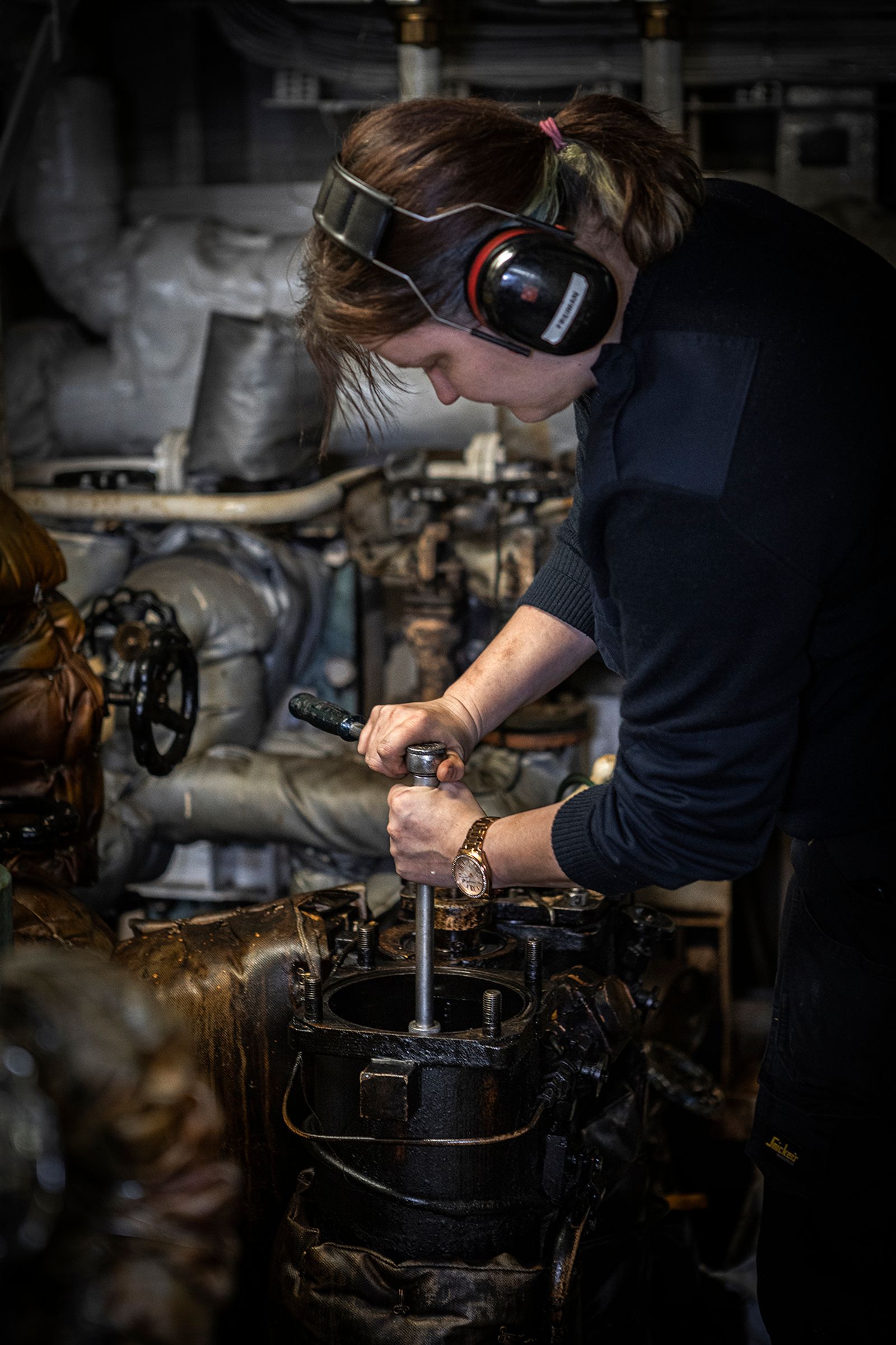 © Nina Varumo - 2n engineer Emmeli is maintaining the machines on the cruise ship were she works.