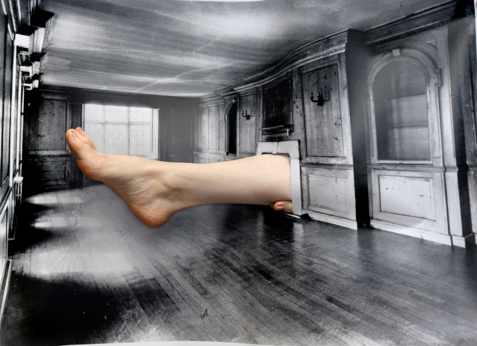 © Jonny Briggs - Break-in (my leg poking through a cut archive photograph)