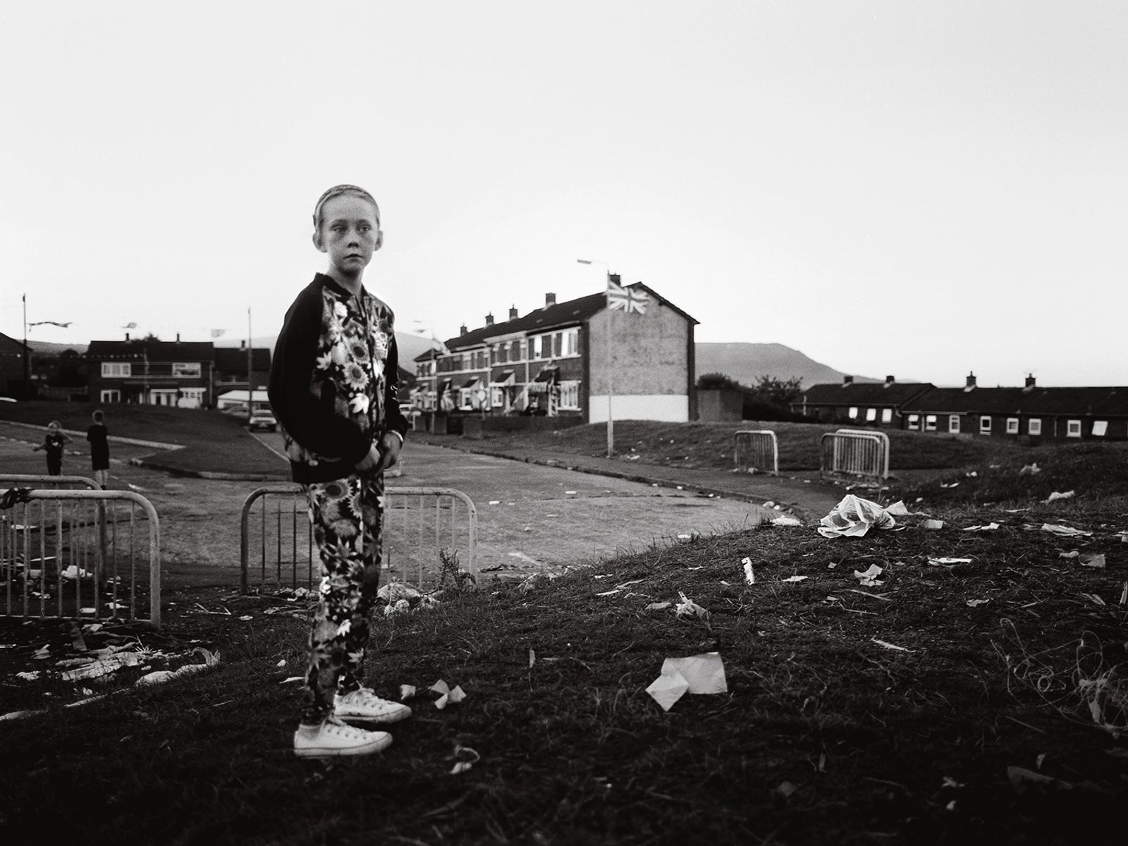 © Toby Binder - Belfast, Highfield. Girl in a flower dress at Highpark Crescent.