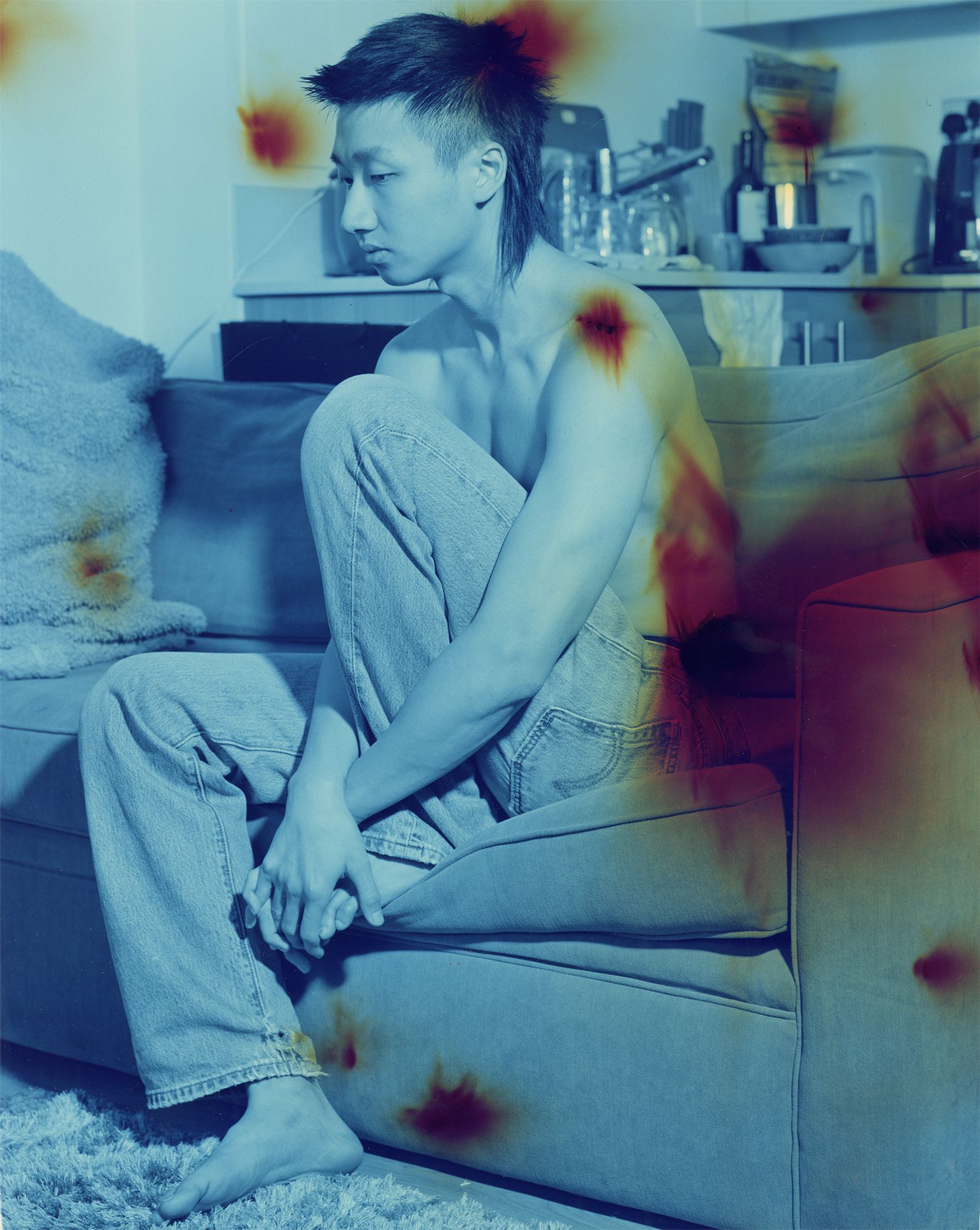 © Bowei Yang - Tommy sitting in his room, color darkroom print, 2020.