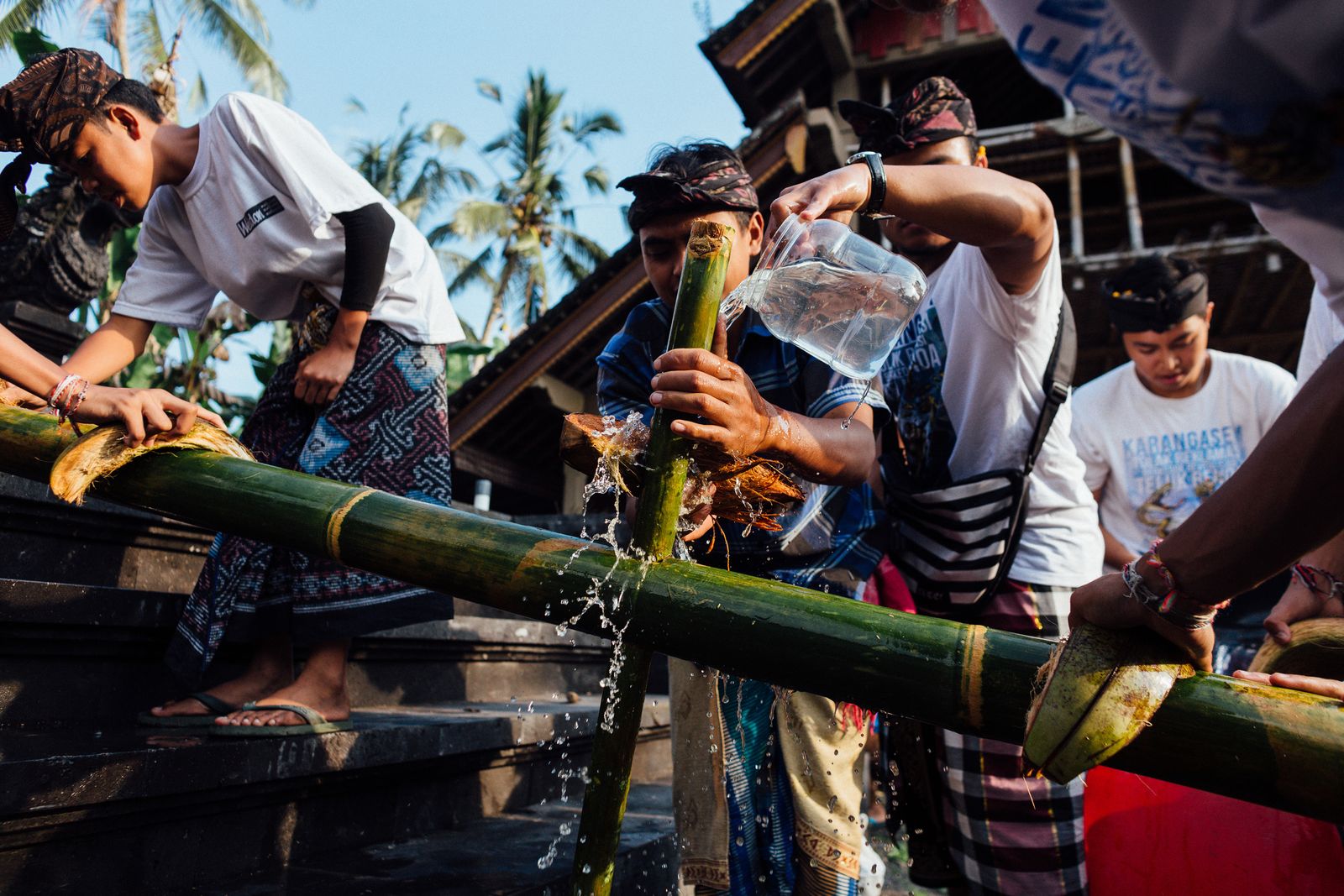 © Nyimas Laula - Male youth of Geriana Kauh village prepares poles for Sang Hyang Dedari sacred ritual.