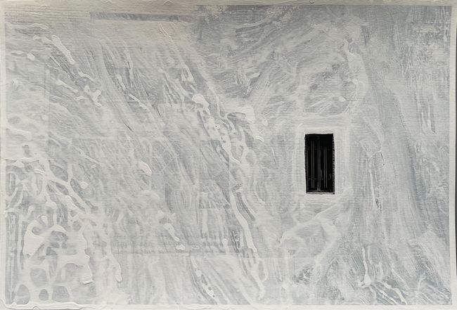 © Ali Tahayori - IMPOSSIBLE DESIRE 1, 2022, body fluid and paint on digitally printed photograph, 310 x 223mm.