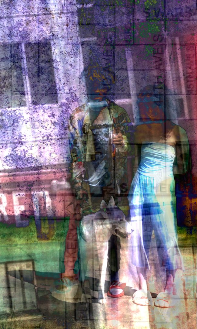 © Neil Berkowitz - "Dog Walkers, Othello Neighborhood, Seattle #1" 2021 73" x 44" Multilayer photographic archival print