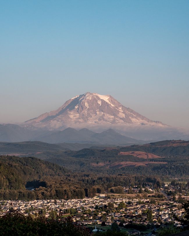 © Alana Celii - Mt. Rainier looming over the town of Orting as seen from South Hill, WA.